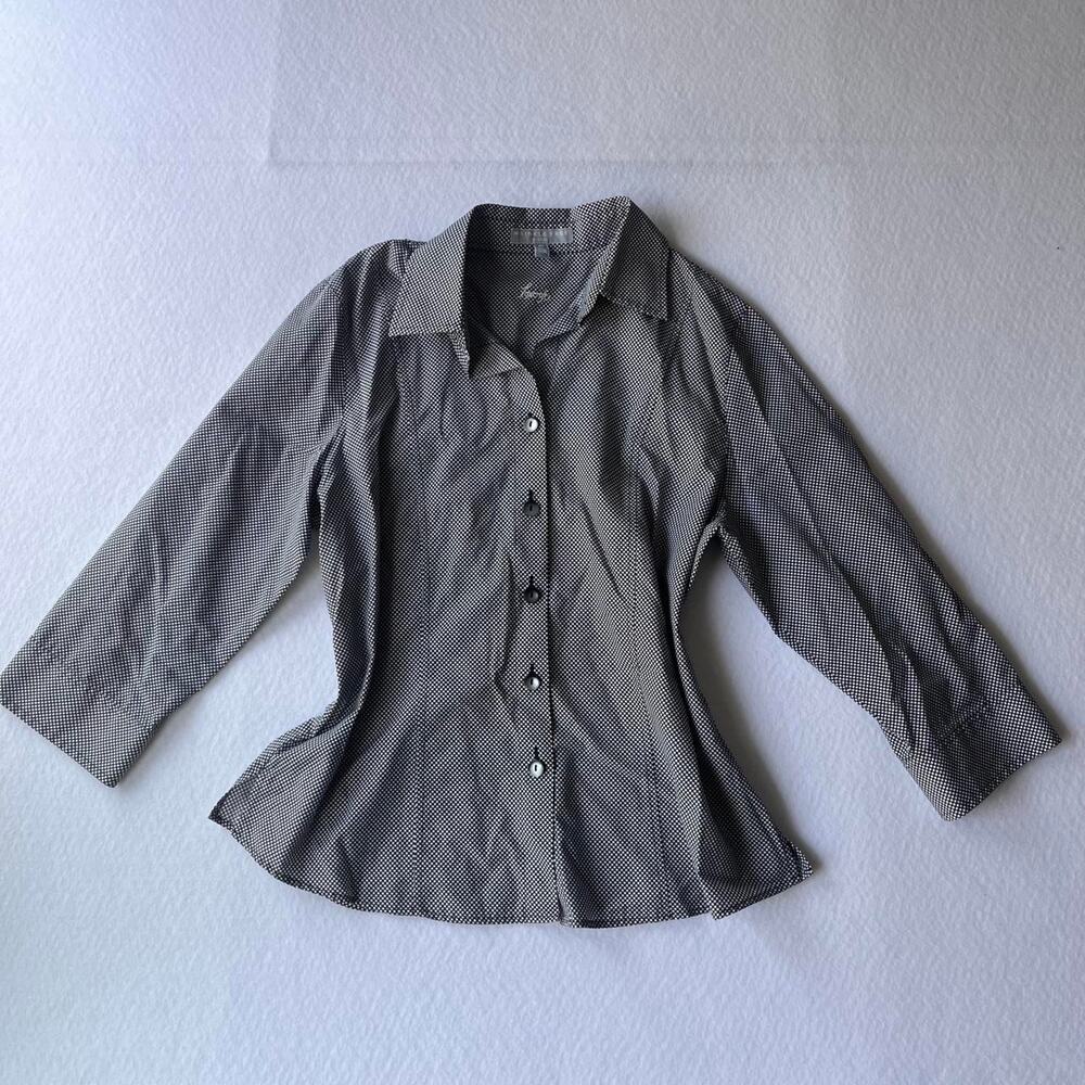 90s foxcroft black white button down